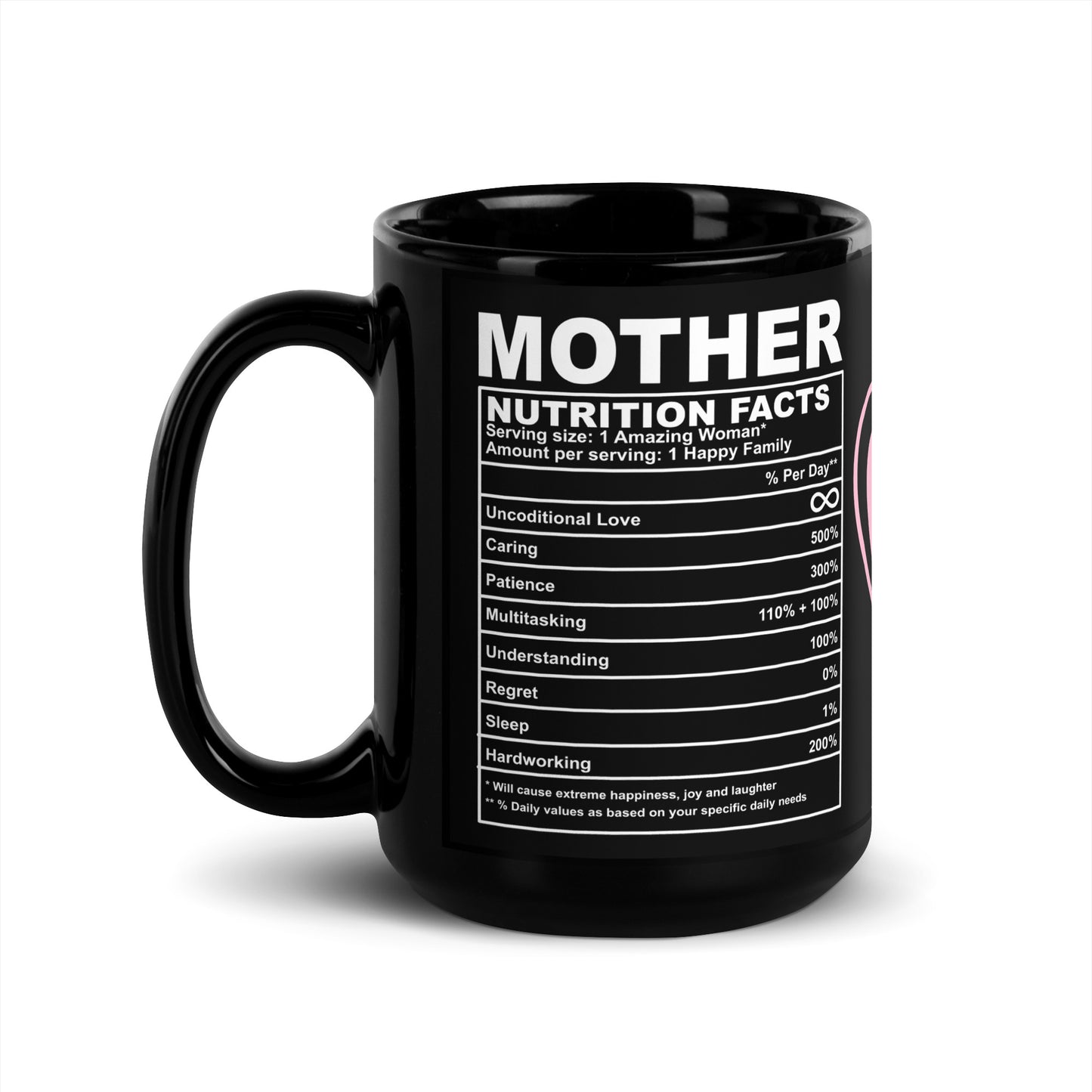 πΈπ Black Mother Nutrition Facts Mug β Filled with Love, Laughter, and 100% Sass