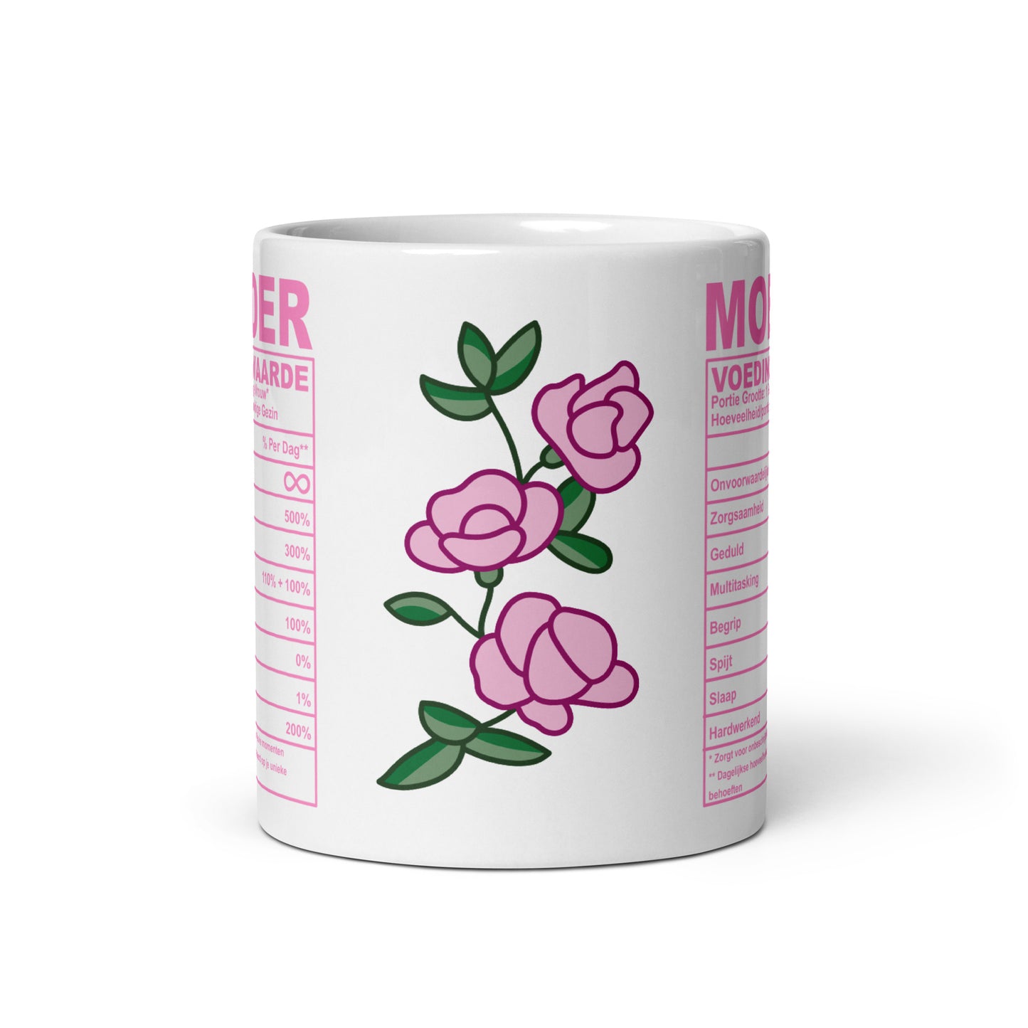 🌸💕 Witte Moeder Voedingswaarden Mok – Gemaakt met 100% Liefde (en een vleugje humor)