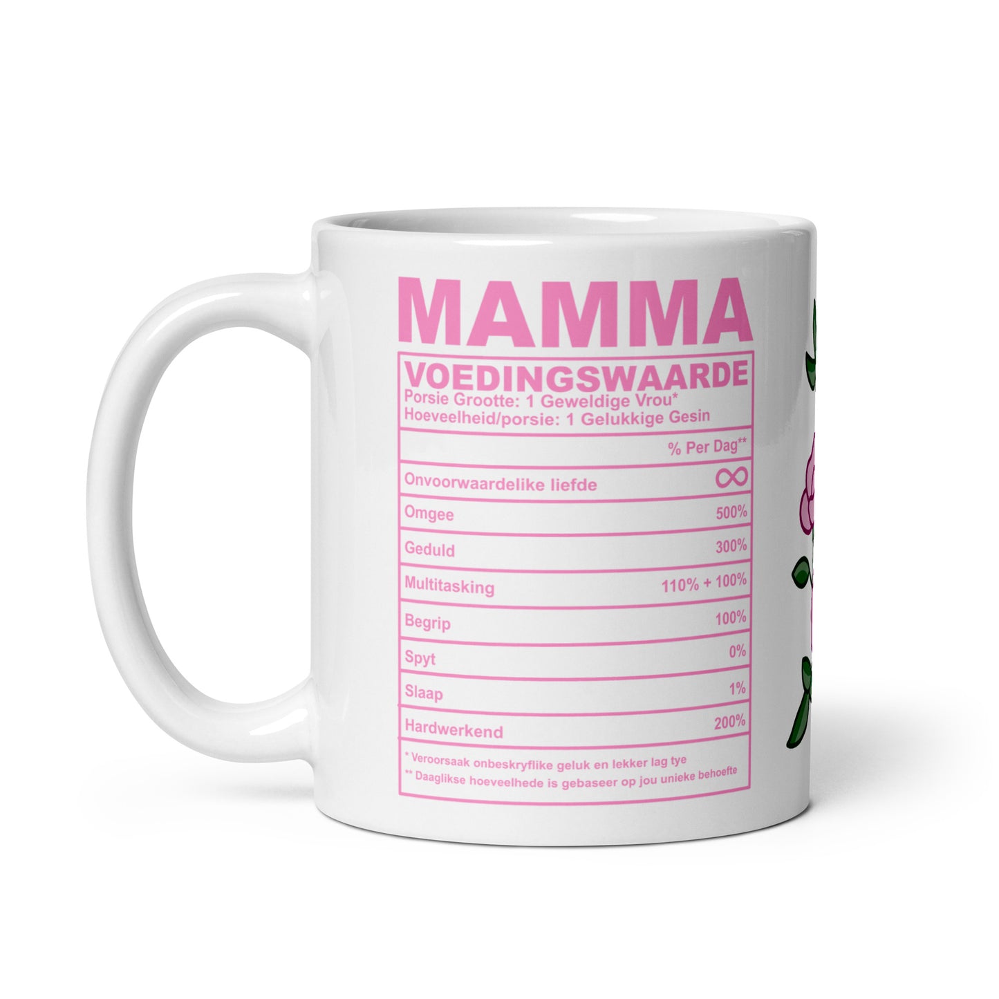 Mamma Voedingswaarde Beker – Gemaak met 100% Liefde (en dalk 'n bietjie koffie)