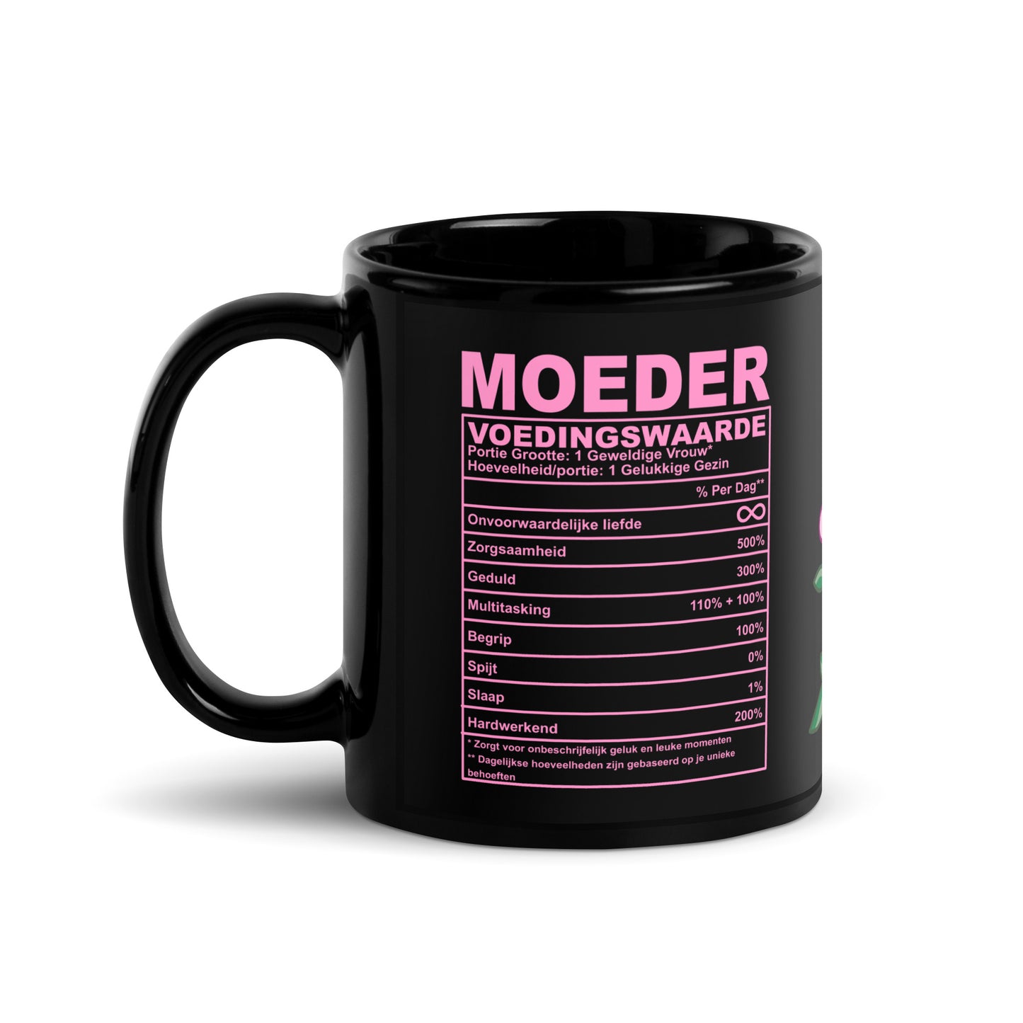 🌸💕 Zwarte Moeder Voedingswaarden Mok – Gemaakt met 100% Liefde (en een vleugje humor)