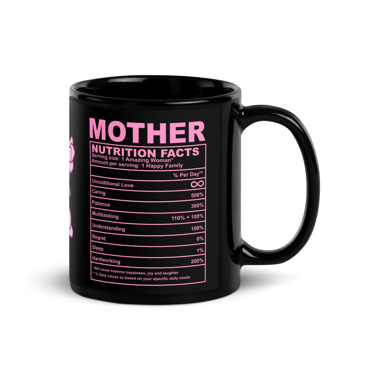 🌸💕 Black Mother Nutrition Facts Mug – Filled with Love, Laughter, and 100% Sass