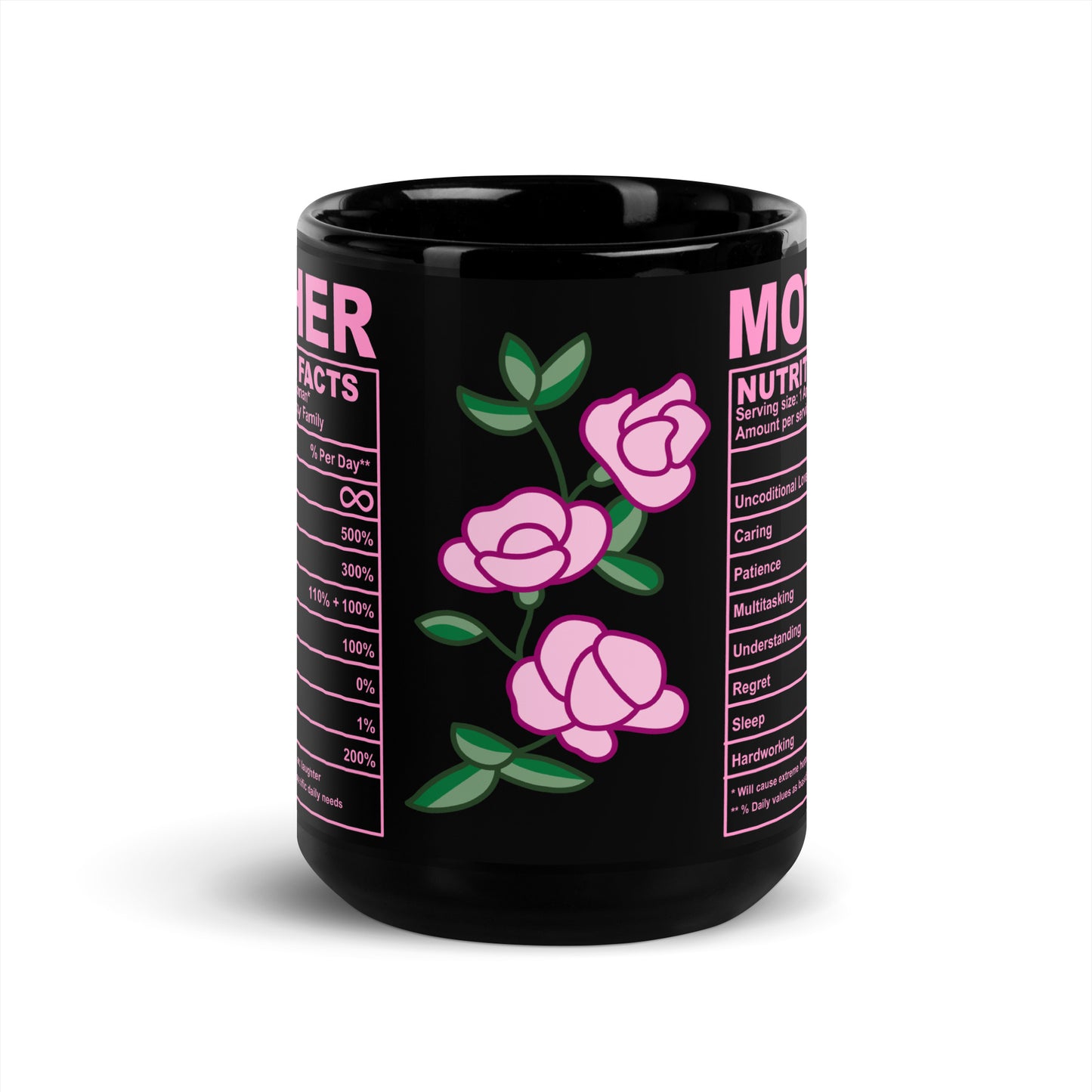 🌸💕 Black Mother Nutrition Facts Mug – Filled with Love, Laughter, and 100% Sass