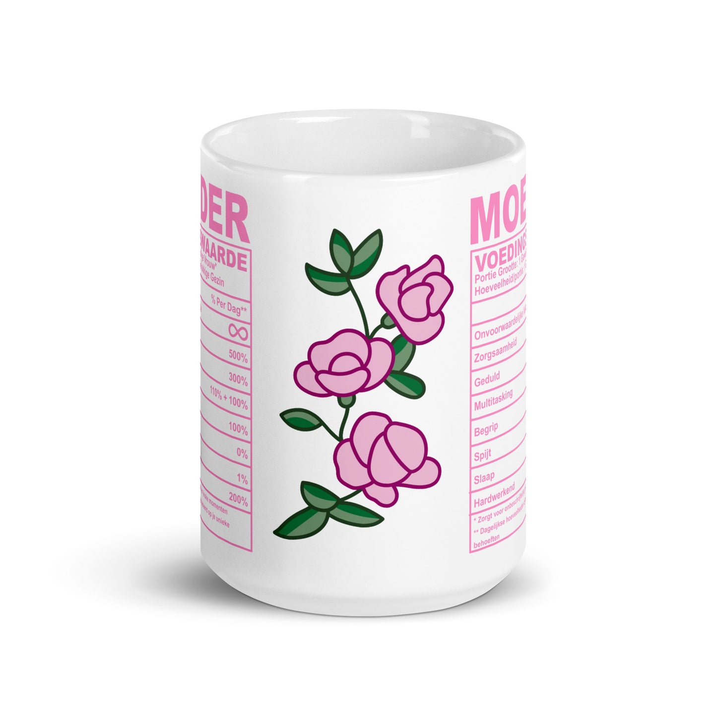 🌸💕 Witte Moeder Voedingswaarden Mok – Gemaakt met 100% Liefde (en een vleugje humor)