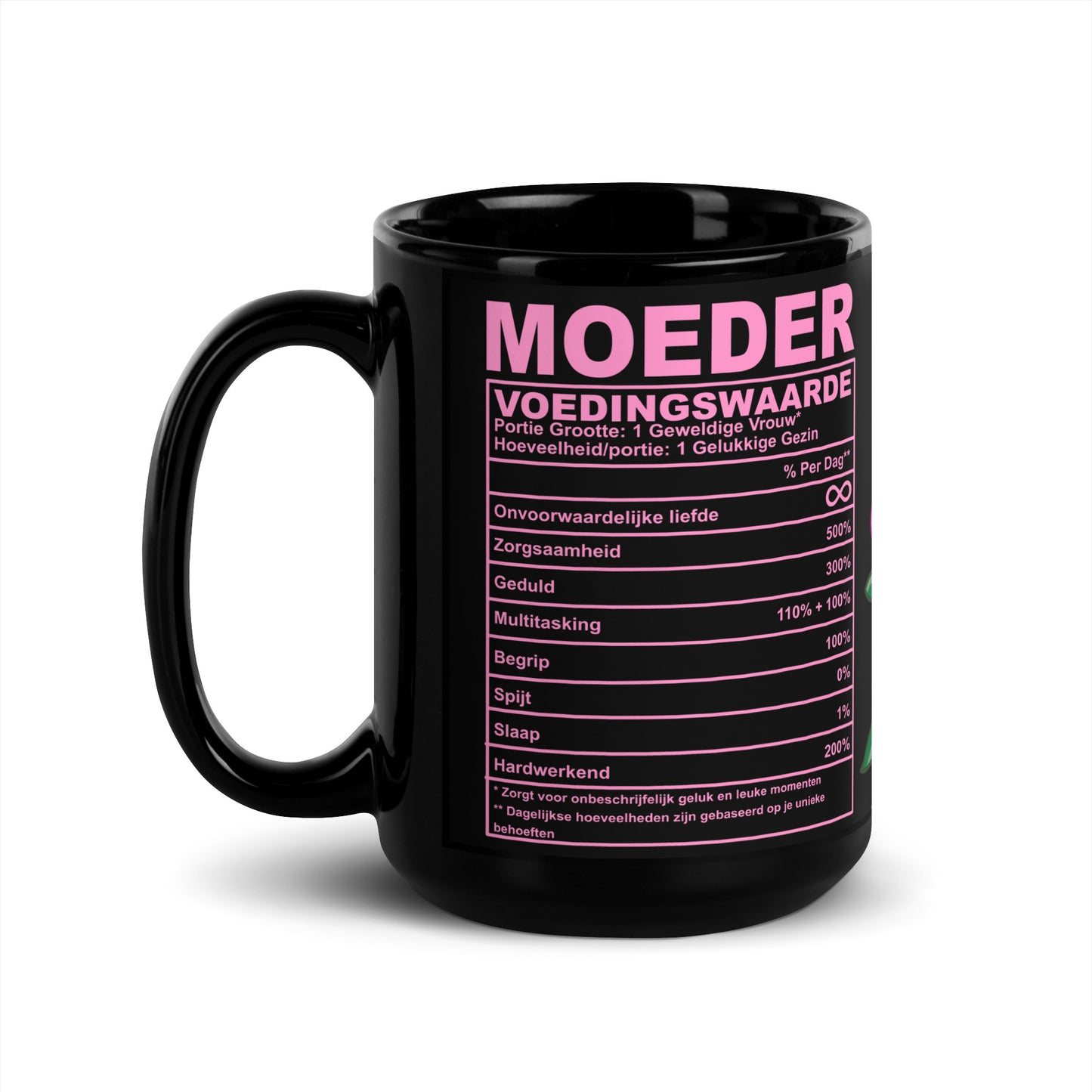 🌸💕 Zwarte Moeder Voedingswaarden Mok – Gemaakt met 100% Liefde (en een vleugje humor)