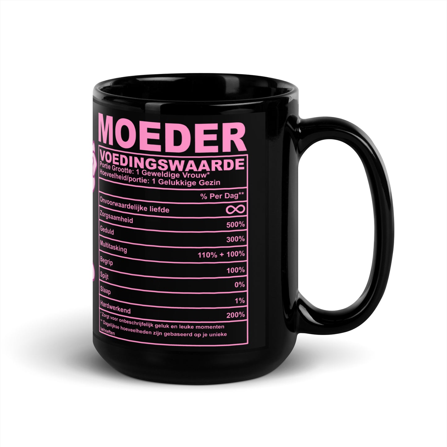 🌸💕 Zwarte Moeder Voedingswaarden Mok – Gemaakt met 100% Liefde (en een vleugje humor)
