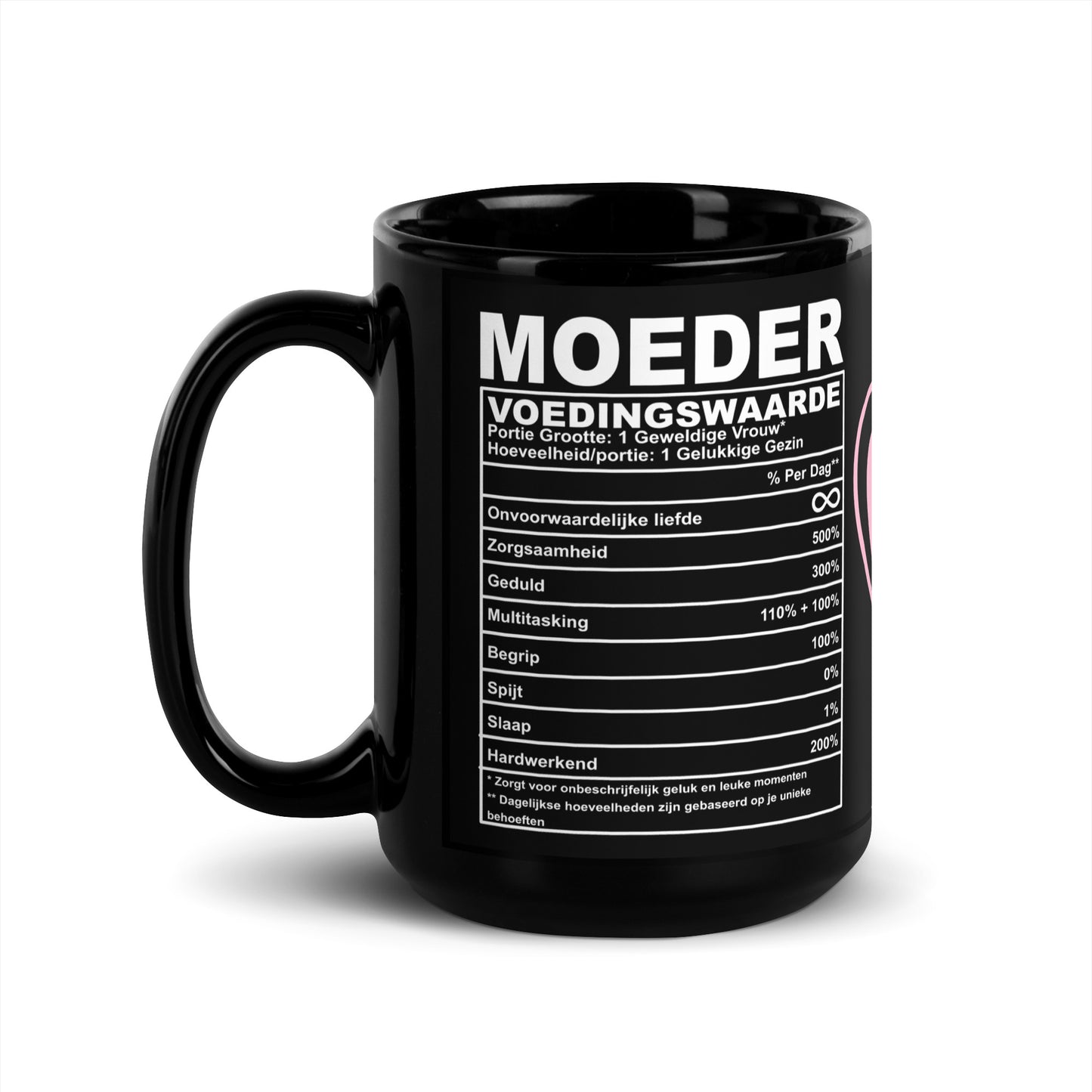 🌸💕 Zwarte Moeder Voedingswaarden Mok – Gemaakt met 100% Liefde (en een vleugje humor)