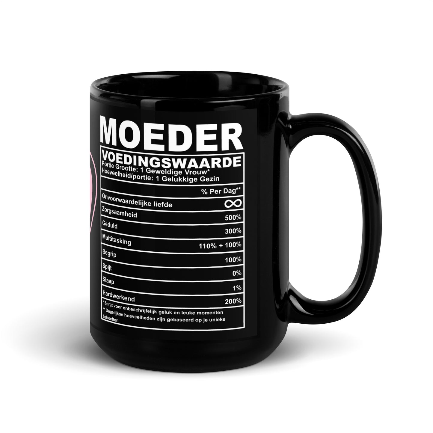 🌸💕 Zwarte Moeder Voedingswaarden Mok – Gemaakt met 100% Liefde (en een vleugje humor)