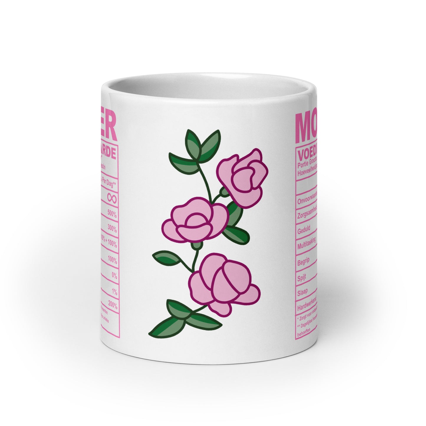 🌸💕 Witte Moeder Voedingswaarden Mok – Gemaakt met 100% Liefde (en een vleugje humor)