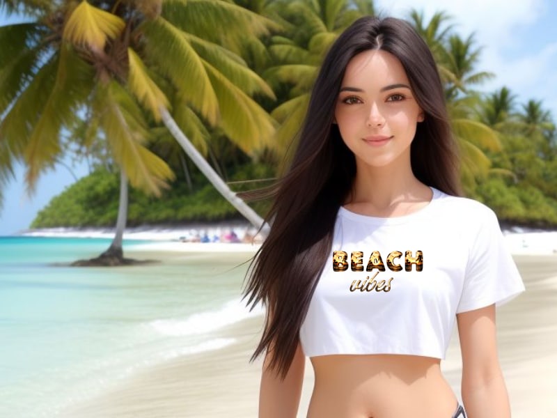 Unique 3D-Look Beach Vibe Slogan Crop Top