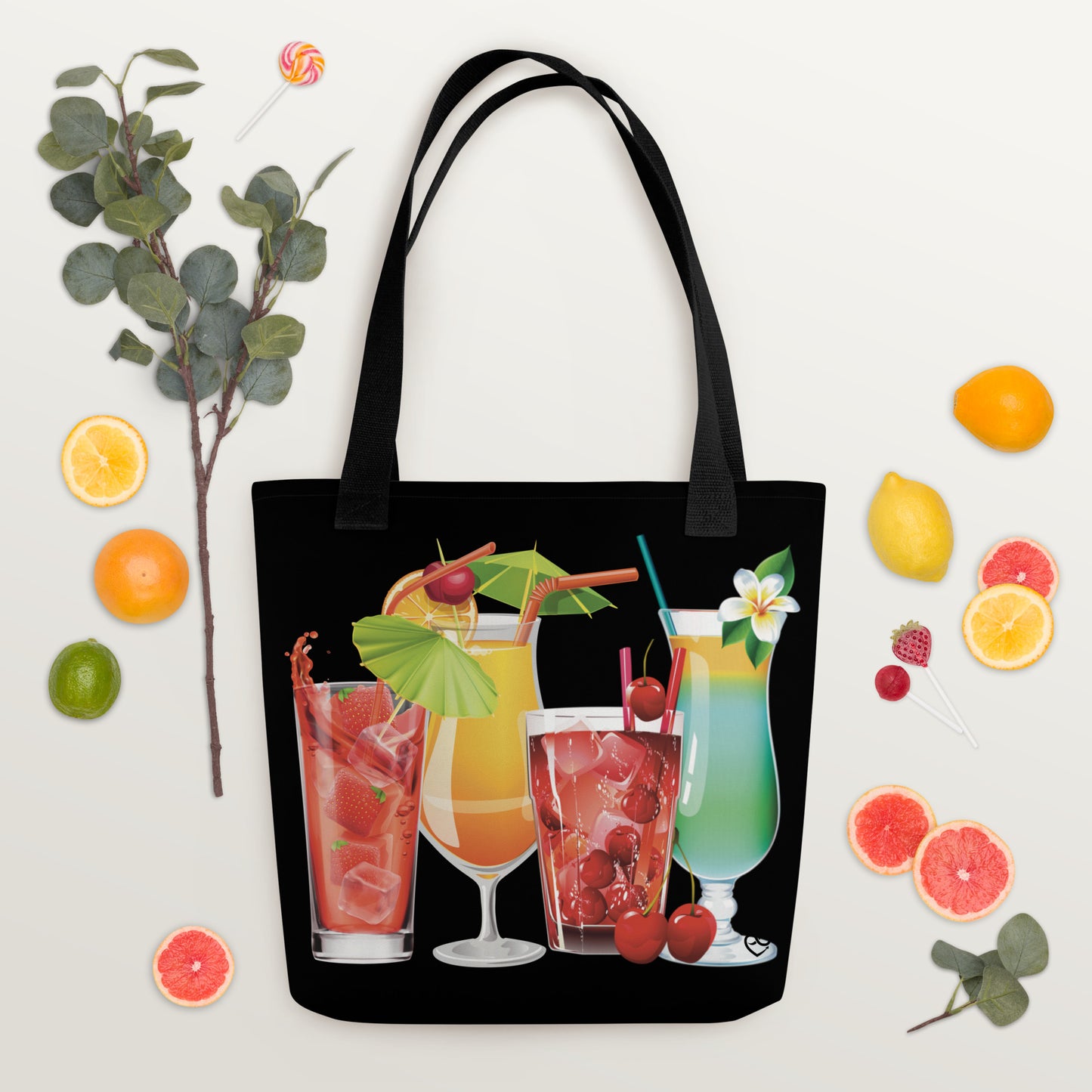 Black Trendy Four Cocktails Tote bag