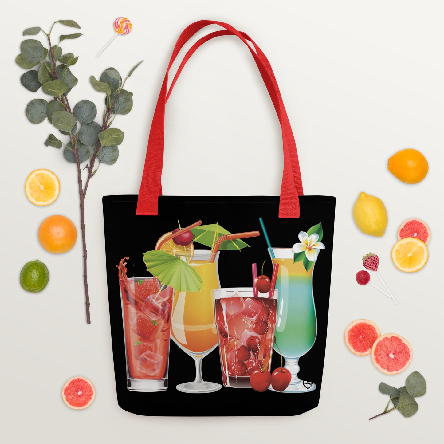 Black Trendy Four Cocktails Tote bag