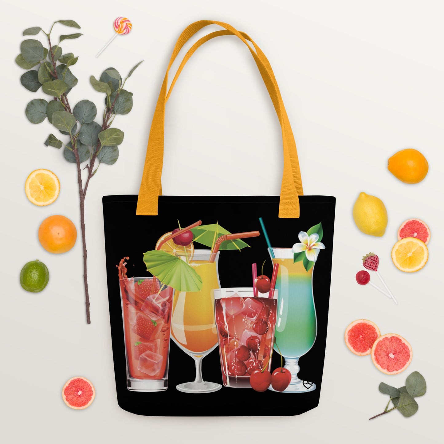 Black Trendy Four Cocktails Tote bag