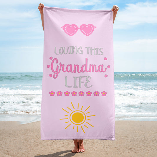 Pink Loving This Grandma Life" Towel – Because Even the Beach Should Know She's a Proud Grandma!