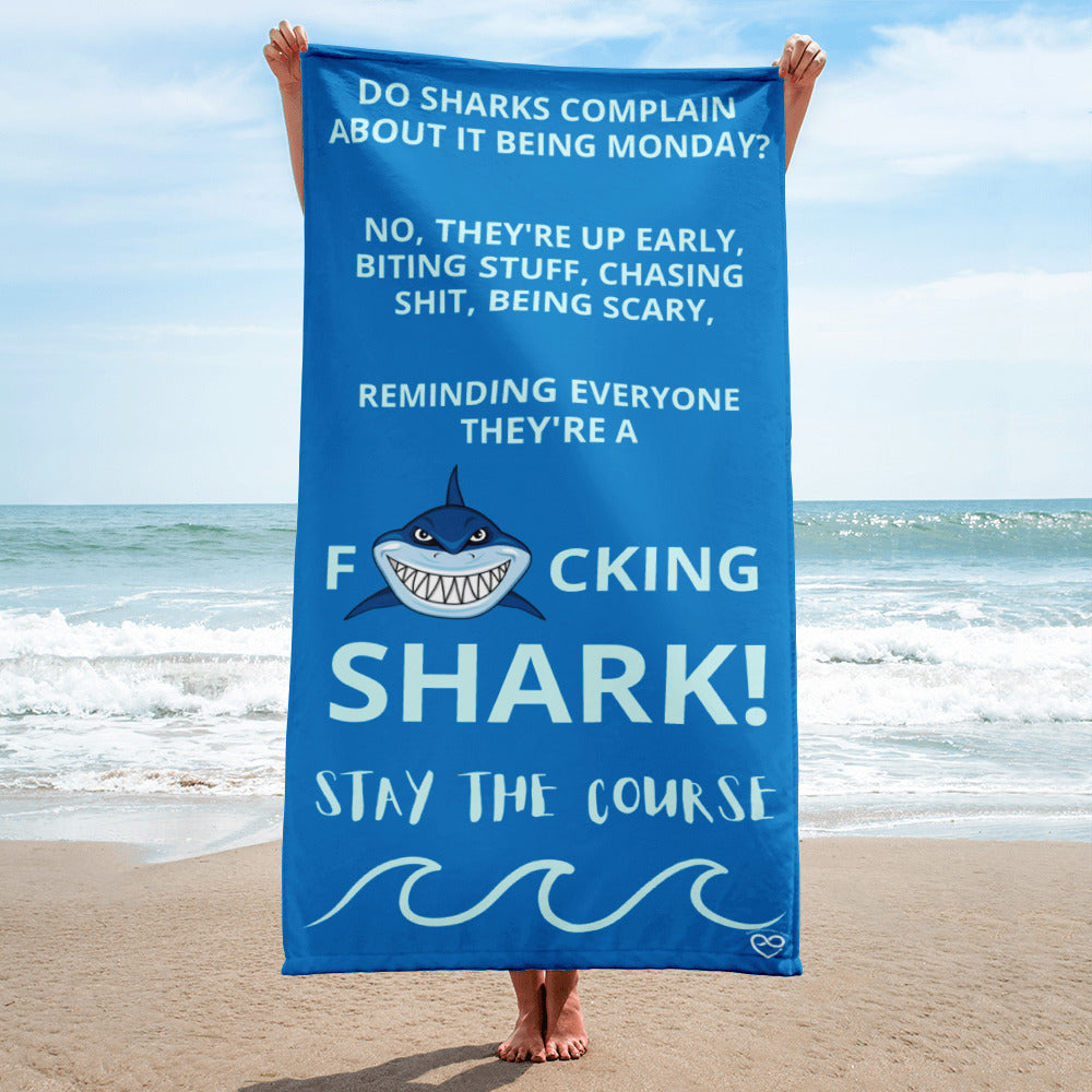 Stay the Course Dark Blue Beach Towel