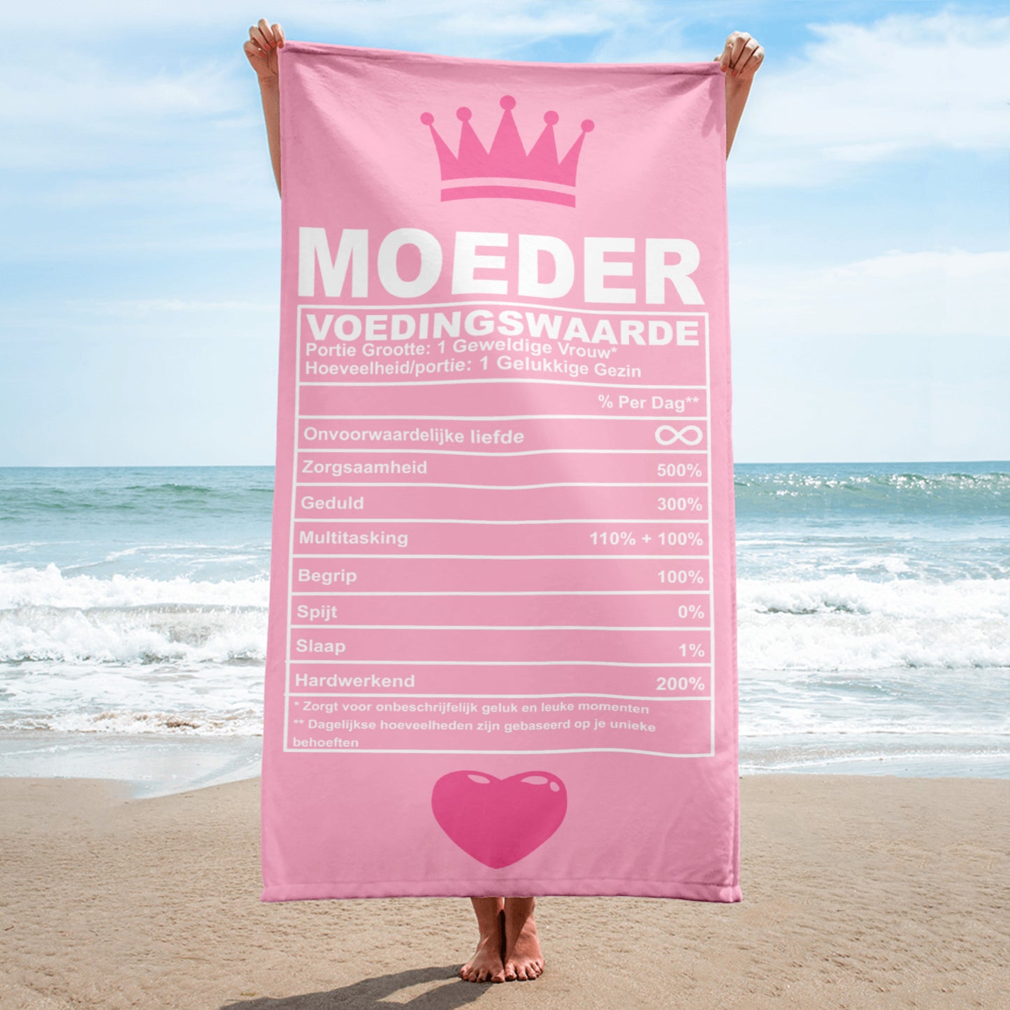 Moeder Voedingswaarden Strandlaken – Groot, Zacht en Vol Liefde (én een beetje humor) Handdoek