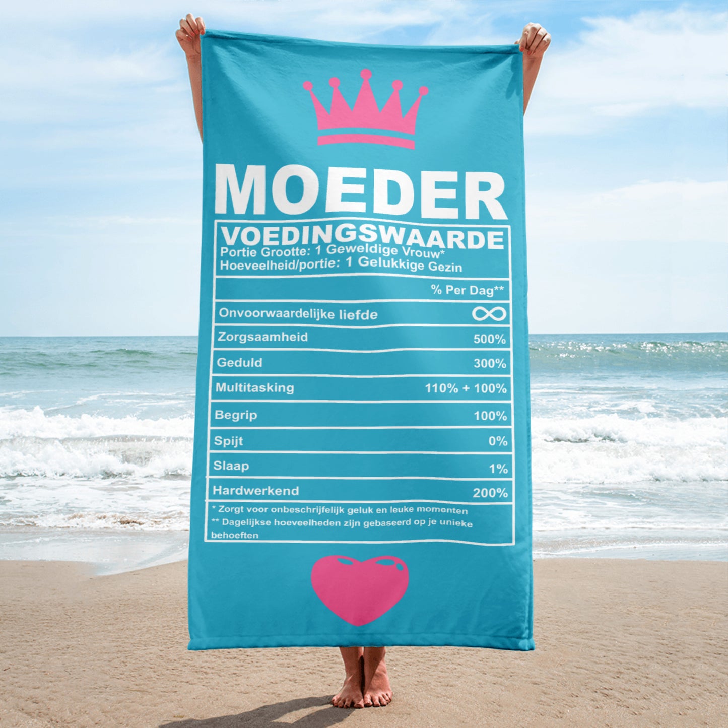 Moeder Voedingswaarden Strandlaken – Groot, Zacht en Vol Liefde (én een beetje humor) Handdoek