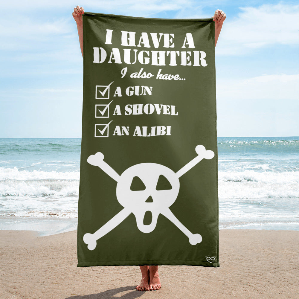 Protective Dad Mode Beach Towel – 'I Have a Daughter' Edition