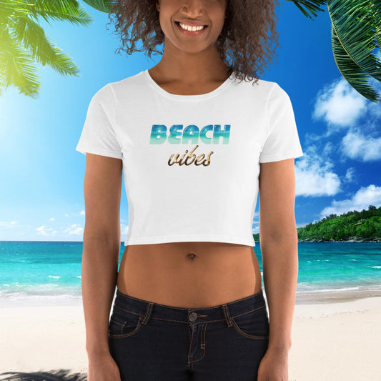 Unique 3D-Look Beach Vibe Slogan Crop Top