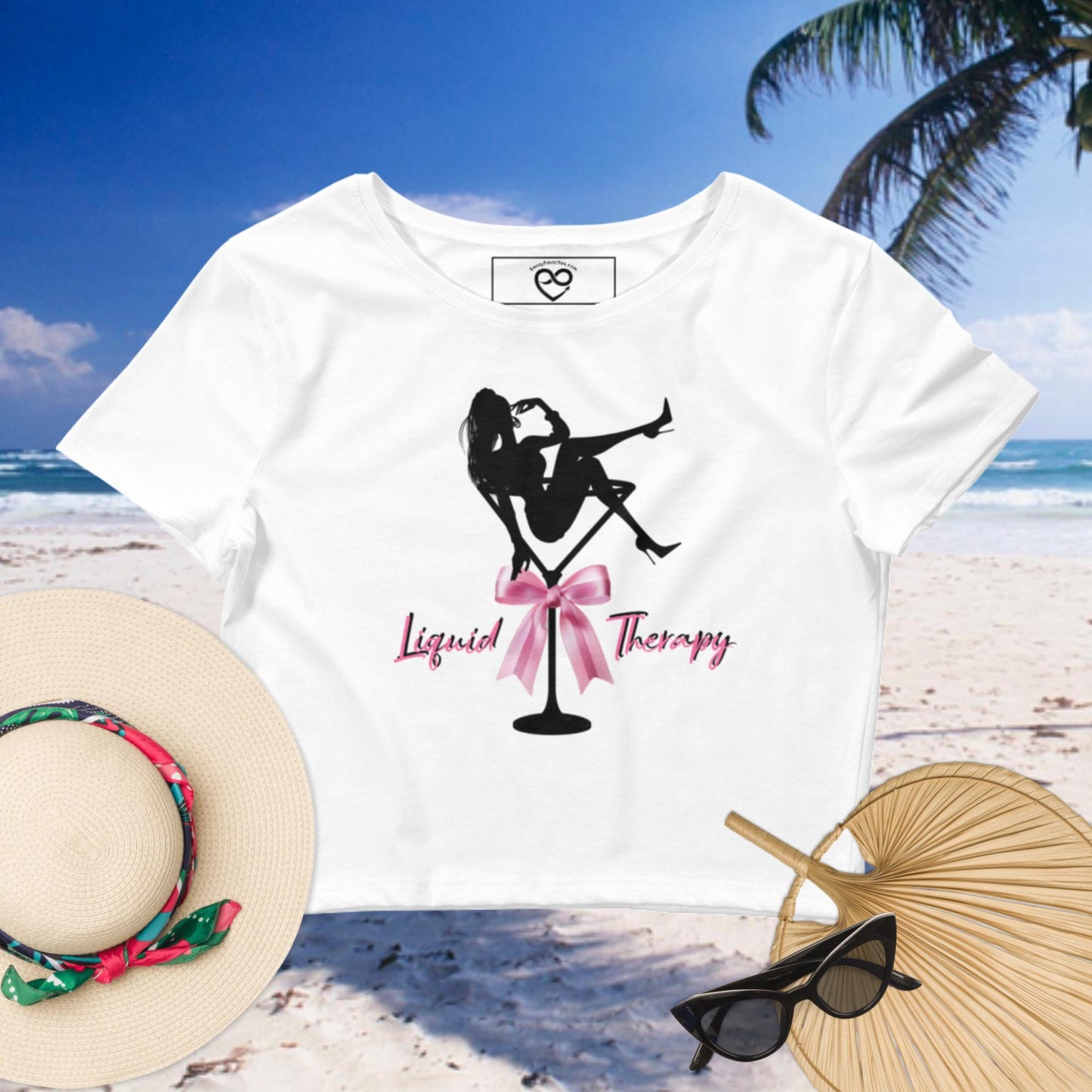 Sassy Fun Woman in Martini Glass Crop Top - Trendy Casual Wear for the Playful Fashionista